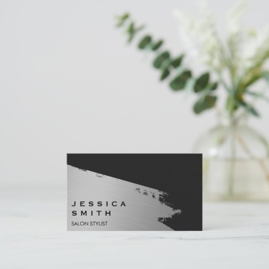 Elegant Silver Brushed II Visitekaartje (Staand voorkant)