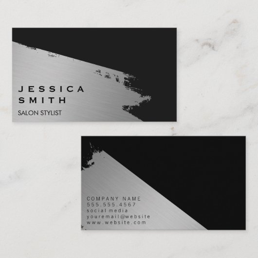 Elegant Silver Brushed II Visitekaartje (Voorkant / Achterkant)