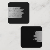 Elegant Silver Brushed Vierkante Visitekaartje (Voorkant / Achterkant)