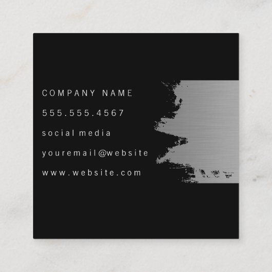 Elegant Silver Brushed Vierkante Visitekaartje (Achterkant)