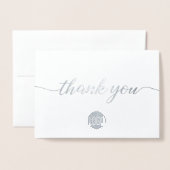 Elegant Silver Business logo Bedankt Folie Folie Kaarten (Voorkant met envelop)
