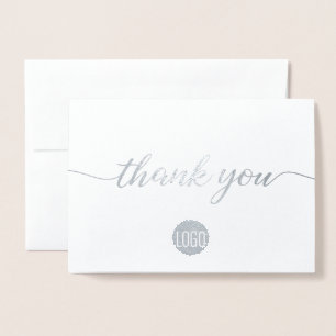 Elegant Silver Business logo Bedankt Folie Kaarten