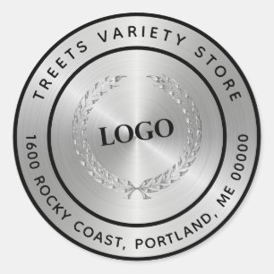 Elegant Silver Business Logo Company Ronde Sticker