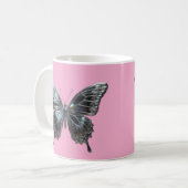 Elegant Silver Butterfly with Open Wings Koffiemok (Voorkant links)
