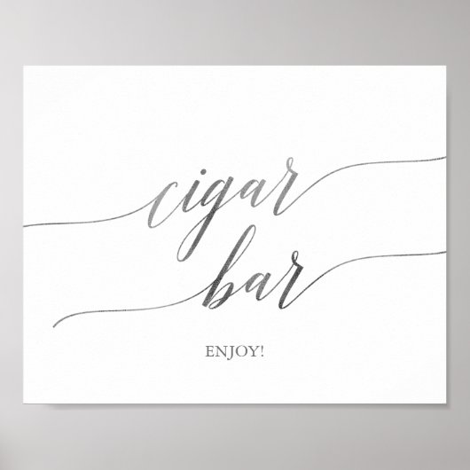 Elegant Silver Calligraphy Cigar Bar Horizontal Poster (Voorkant)