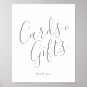 Elegant Silver Calligraphy Kaarten and Gifts Sign Poster