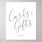 Elegant Silver Calligraphy Kaarten and Gifts Sign Poster (Voorkant)