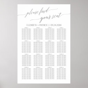 Elegant Silver Calligraphy Seating Chart Poster