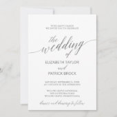 Elegant Silver Calligraphy the Wedding of Kaart (Voorkant)