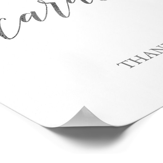 Elegant Silver Calligraphy Weddenschappen Sign Poster (Hoek)