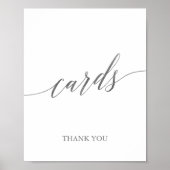 Elegant Silver Calligraphy Weddenschappen Sign Poster (Voorkant)