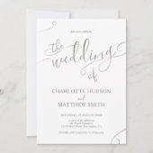 Elegant Silver Calligraphy Wedding Invitation Kaart (Voorkant)