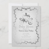 Elegant Silver Carriage Storybook Baby shower Kaart (Voorkant)