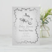 Elegant Silver Carriage Storybook Baby shower Kaart (Staand voorkant)