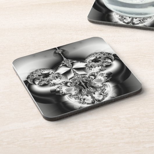 Elegant Silver Chandelier Bier Onderzetter (Linkerzijde)