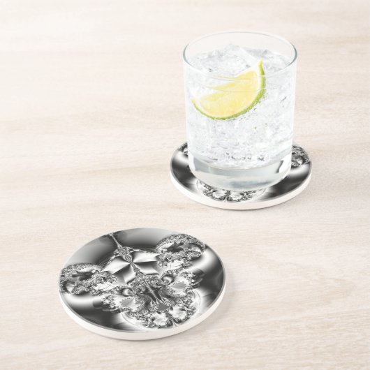 Elegant Silver Chandelier Zandsteen Onderzetter (Zijkant)