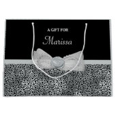 Elegant Silver Cheetah print een vriendelijke knop Groot Cadeauzakje (Voorkant)