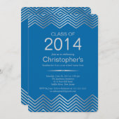 Elegant Silver Chevron Graduation Party Invitation Kaart (Voorkant / Achterkant)
