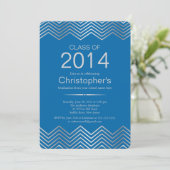 Elegant Silver Chevron Graduation Party Invitation Kaart (Staand voorkant)