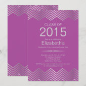 Elegant Silver Chevron Graduation Party Invitation Kaart (Voorkant / Achterkant)