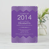 Elegant Silver Chevron Graduation Party Invitation Kaart (Staand voorkant)
