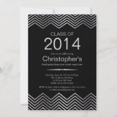 Elegant Silver Chevron Graduation Party Invitation Kaart (Voorkant)