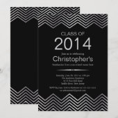 Elegant Silver Chevron Graduation Party Invitation Kaart (Voorkant / Achterkant)