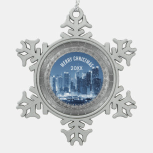 Elegant Silver Circle Lace Foto Lijst Tin Sneeuwvlok Ornament