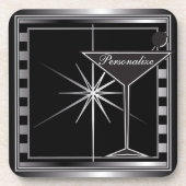 Elegant Silver Cocktail-ontwerp personaliseren Drankjes Onderzetter (Voorkant)