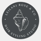 Elegant Silver Conch Shell gepersonaliseerd Ronde Sticker (Voorkant)