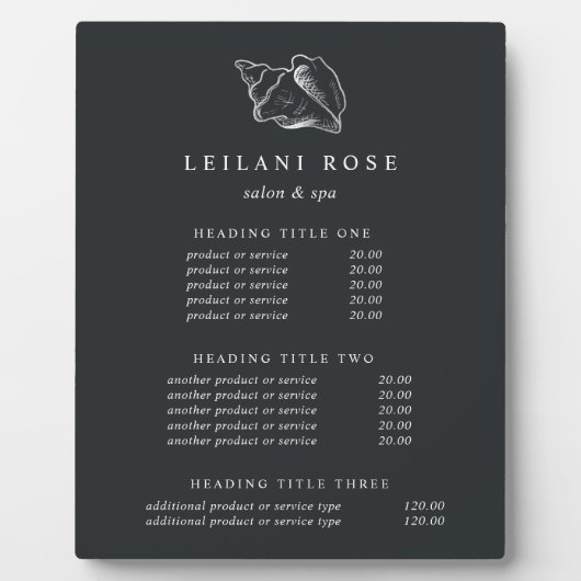 Elegant Silver Conch Shell Pricing/Services Fotoplaat (Voorkant)