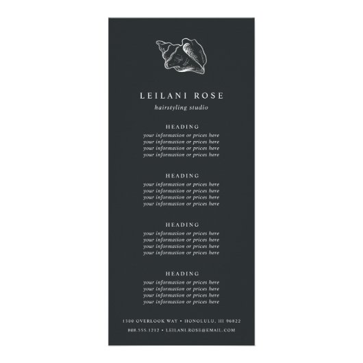 Elegant Silver Conch Shell | Prijzen of diensten Reclamekaart (Voorkant)