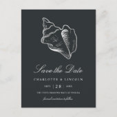 Elegant Silver Conch Shell Wedding Save the Date Aankondigingskaart (Voorkant)