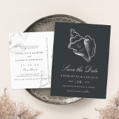 Elegant Silver Conch Shell Wedding Save the Date Aankondigingskaart