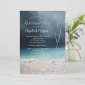 Elegant Silver Confetti Glass Beach Retirement Kaart (Staand voorkant)