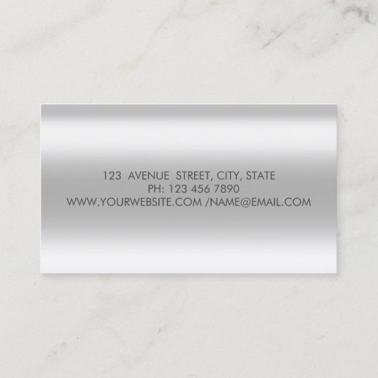 Elegant Silver-Confetti, penseellijn, Macarons Visitekaartje (Achterkant)