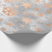 Elegant Silver Copper Kerstmis Snowflake Patroon Cadeaupapier (Hoek)
