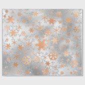 Elegant Silver Copper Kerstmis Snowflake Patroon Cadeaupapier (Vlak)