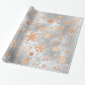 Elegant Silver Copper Kerstmis Snowflake Patroon Cadeaupapier (Uitgerold)