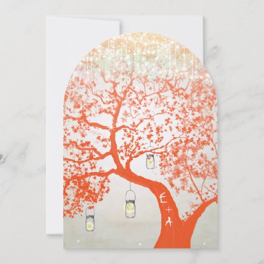 Elegant Silver Coral Rustic Country Forest Wedding Kaart (Achterkant)