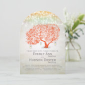 Elegant Silver Coral Rustic Country Forest Wedding Kaart (Staand voorkant)