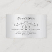 Elegant Silver Corner Borders Harten Logo Visitekaartje (Achterkant)