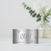 Elegant Silver  Corners Initialen voor sierdoelein Visitekaartje (Staand voorkant)