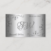 Elegant Silver  Corners Initialen voor sierdoelein Visitekaartje (Voorkant)