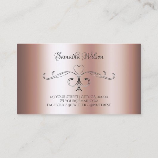 Elegant Silver  Corners Luxury Roos Golden Visitekaartje (Achterkant)