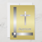 Elegant Silver Cross Baptisme Christening Kaart (Voorkant)