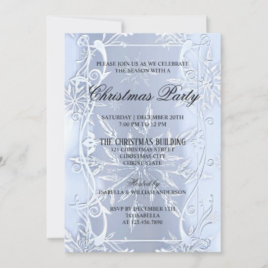 Elegant Silver Crystal Snowflake kerstfeest Kaart (Voorkant)