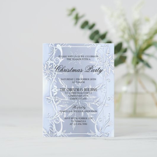 Elegant Silver Crystal - Uitnodiging voor Kerstmis (Staand voorkant)