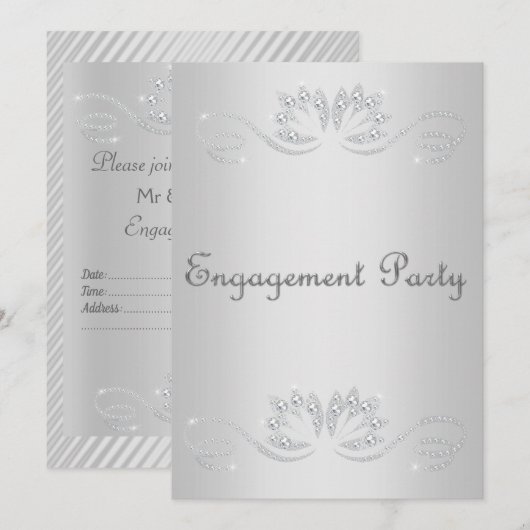 ELEGANT SILVER CRYSTAL VERLOVING Semi-gloss Kaart (Voorkant / Achterkant)