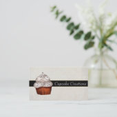 Elegant Silver Cupcake Visitekaartje met S (Staand voorkant)